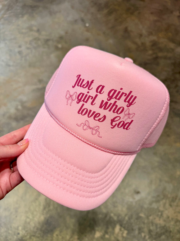 Pink Bow Girly Girl Trucker Hat